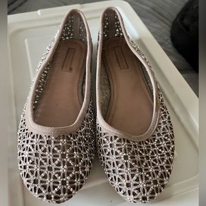 Taupe flats with sparkles 7.5